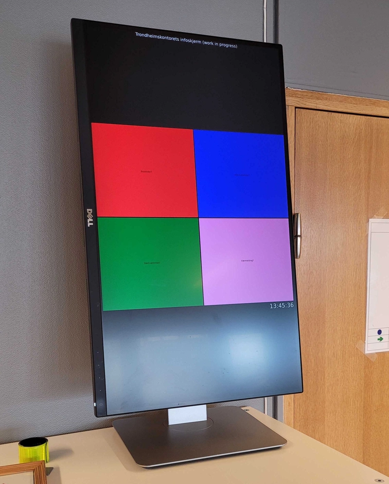 Picture of info screen on wall